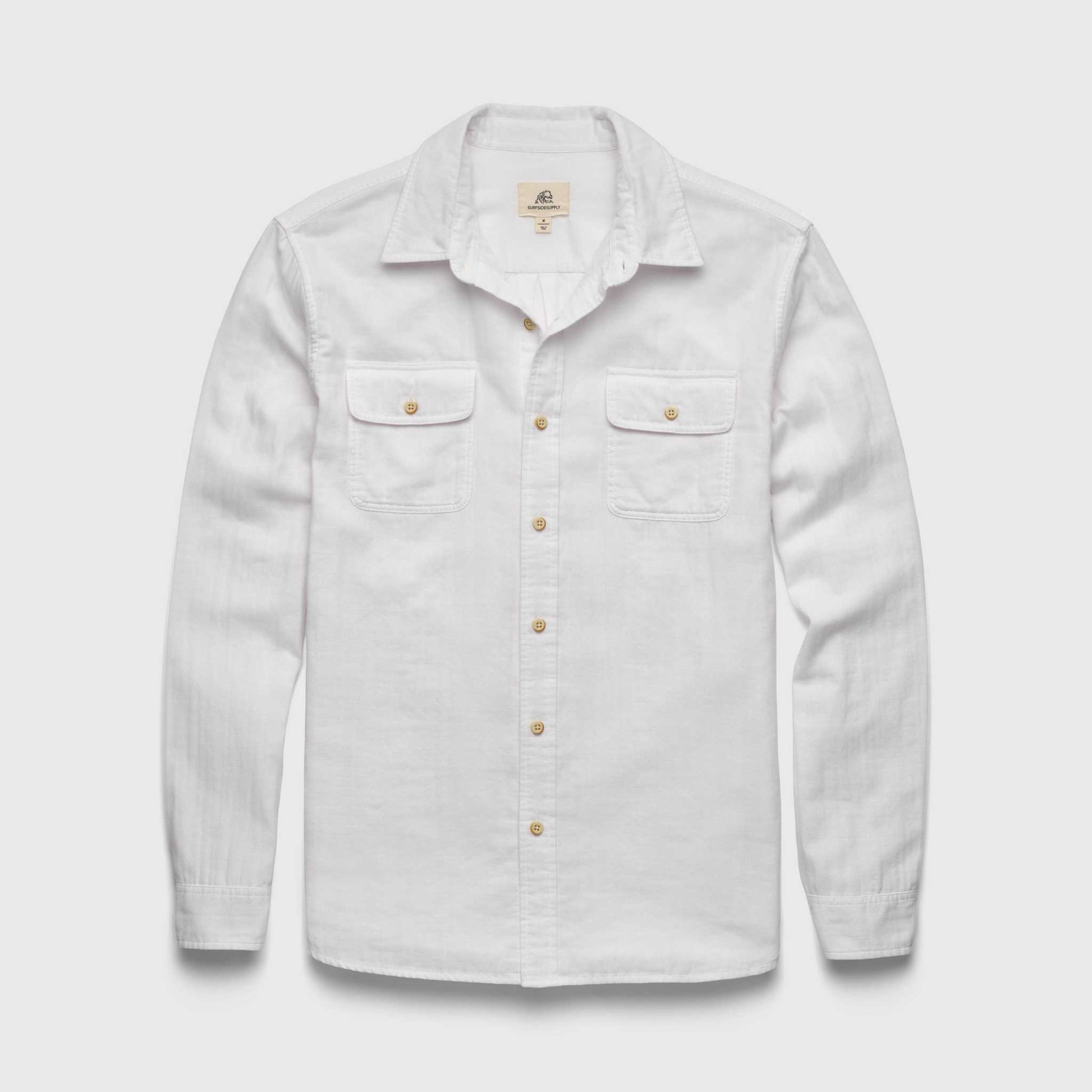 Surfside Supply Zhu Chambray Double Gauze 2-Pocket Shirt in White
