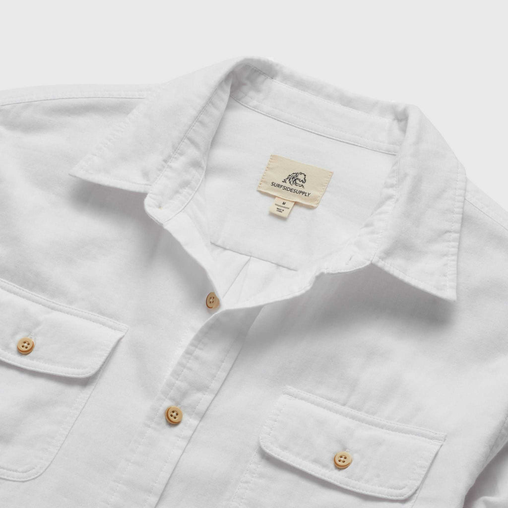 Surfside Supply Zhu Chambray Double Gauze 2-Pocket Shirt in White