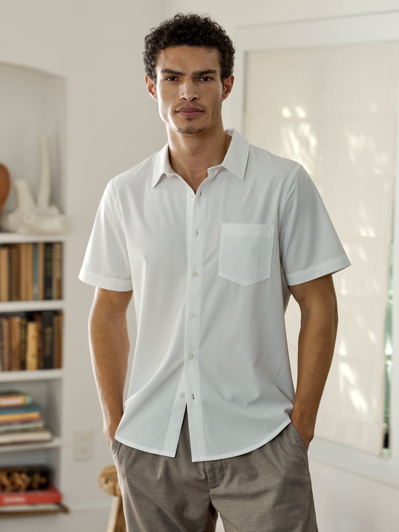 Cuts SoHo Short Sleeve Button Up in White