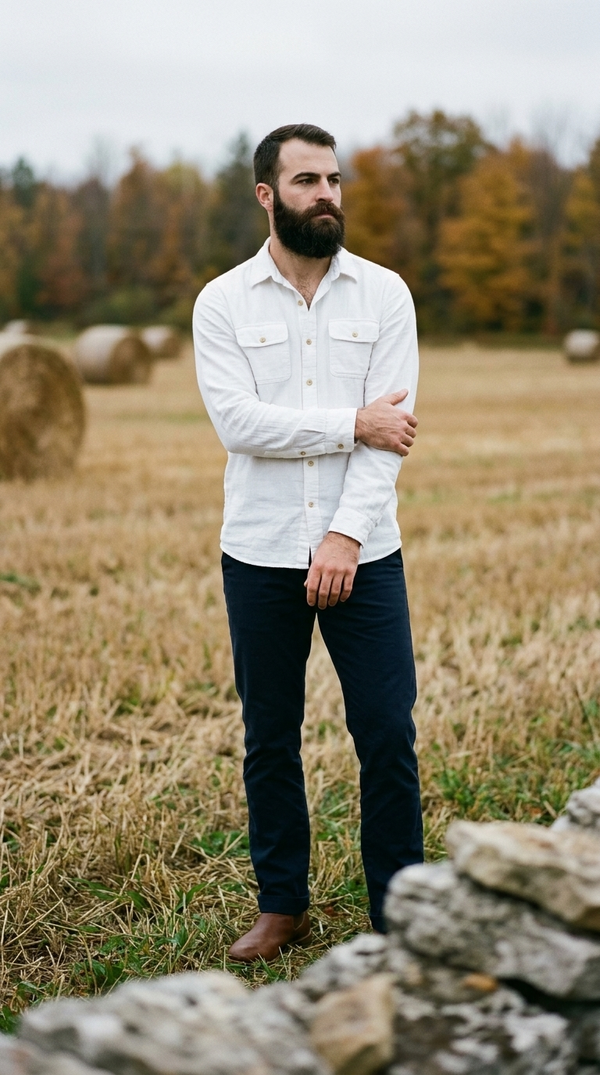 Zhu Chambray Double Gauze 2-Pocket Shirt - White — Door County