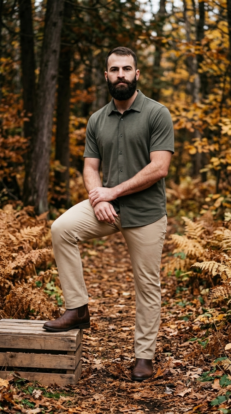 The Heater Button Up - Dark Olive — Door County