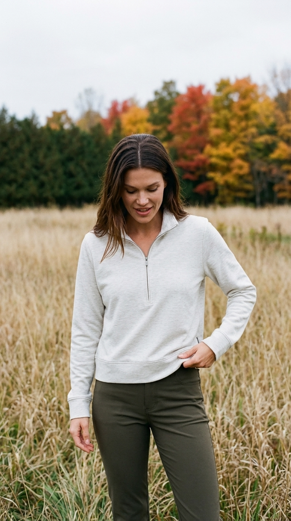 Cloud Fleece 1/2 Zip - Heather Light Grey — Door County