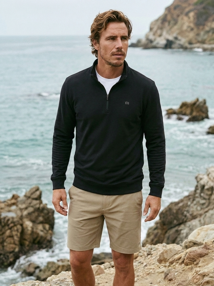 TravisMathew Cloud Quarter Zip 2.0 in Black — Southern California