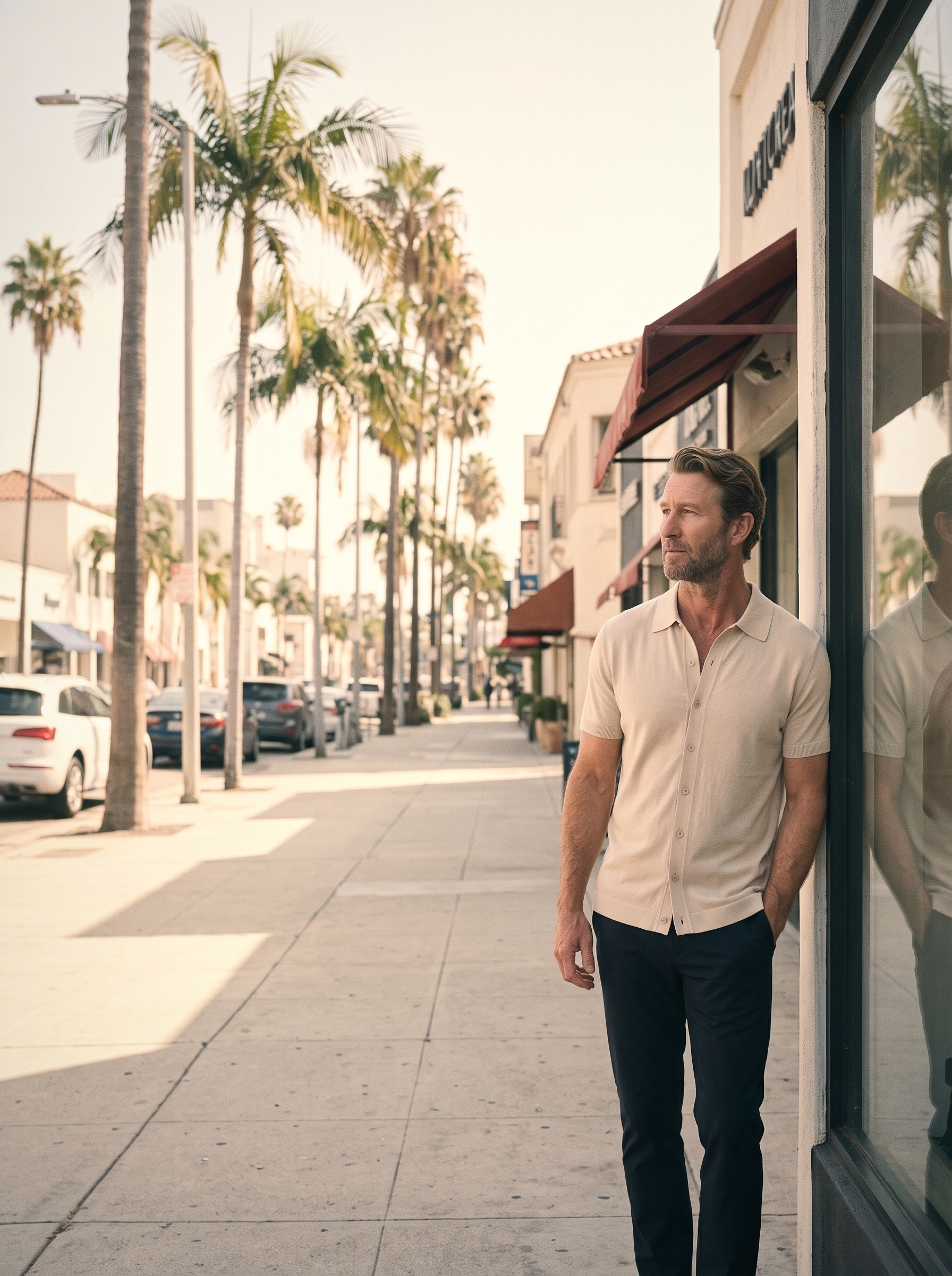 Cuts Riviera Knit Button Up in Sand Dune — Los Angeles