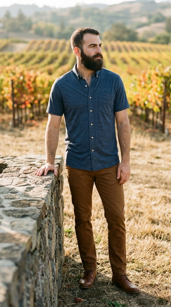 Tony S/S Burnout Knit Shirt - Navy Blazer — Napa