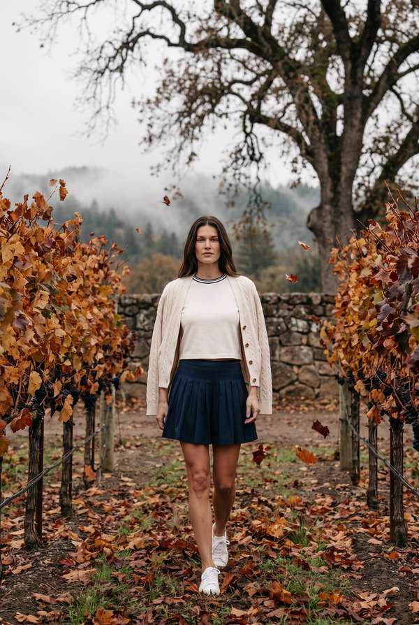 Fore-té Ella Short Sleeve in Ivory, Napa Valley vineyard