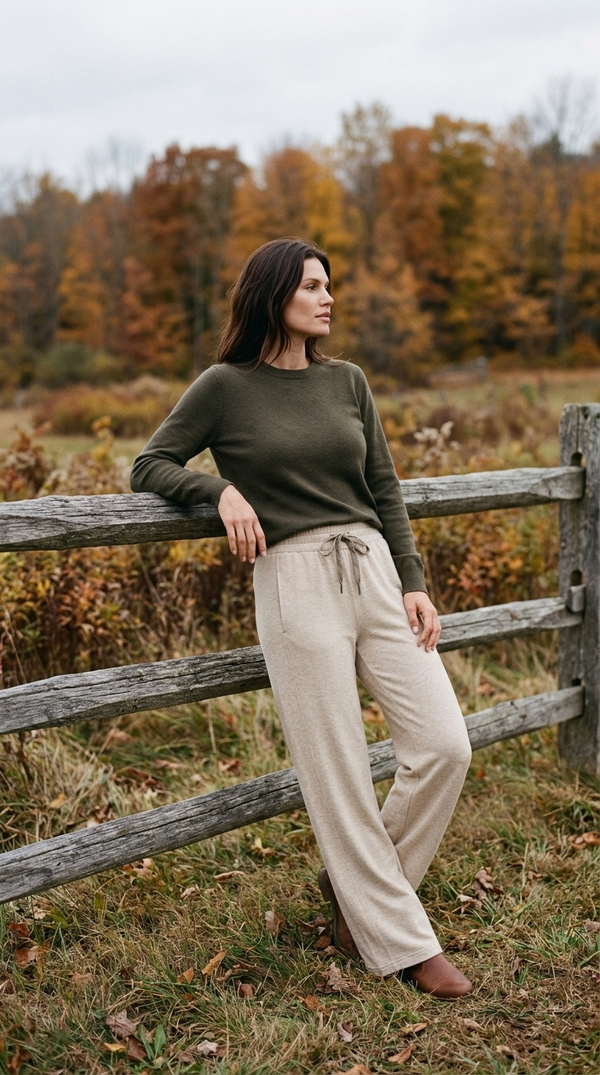 Cloud Terry Wide Leg Pant - Heather Natural — Stowe