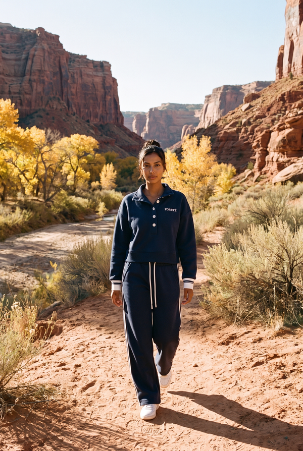 Fore-té Varsity Sweatpant and Sweatshirt in Oxford, Utah canyon trail